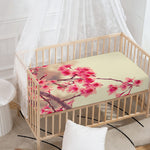 Vintage Cherry Blossom Print Baby Crib Sheet