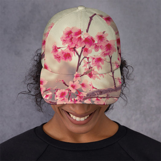 Vintage Cherry Blossom Print Baseball Cap