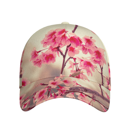 Vintage Cherry Blossom Print Baseball Cap