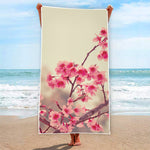 Vintage Cherry Blossom Print Beach Towel