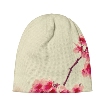Vintage Cherry Blossom Print Beanie