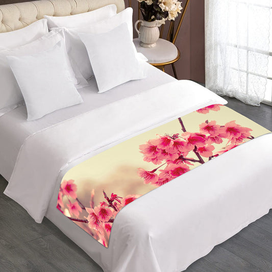 Vintage Cherry Blossom Print Bed Runner