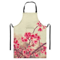 Vintage Cherry Blossom Print Bib Apron With Pocket