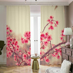 Vintage Cherry Blossom Print Blackout Pencil Pleat Curtains