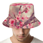 Vintage Cherry Blossom Print Bucket Hat