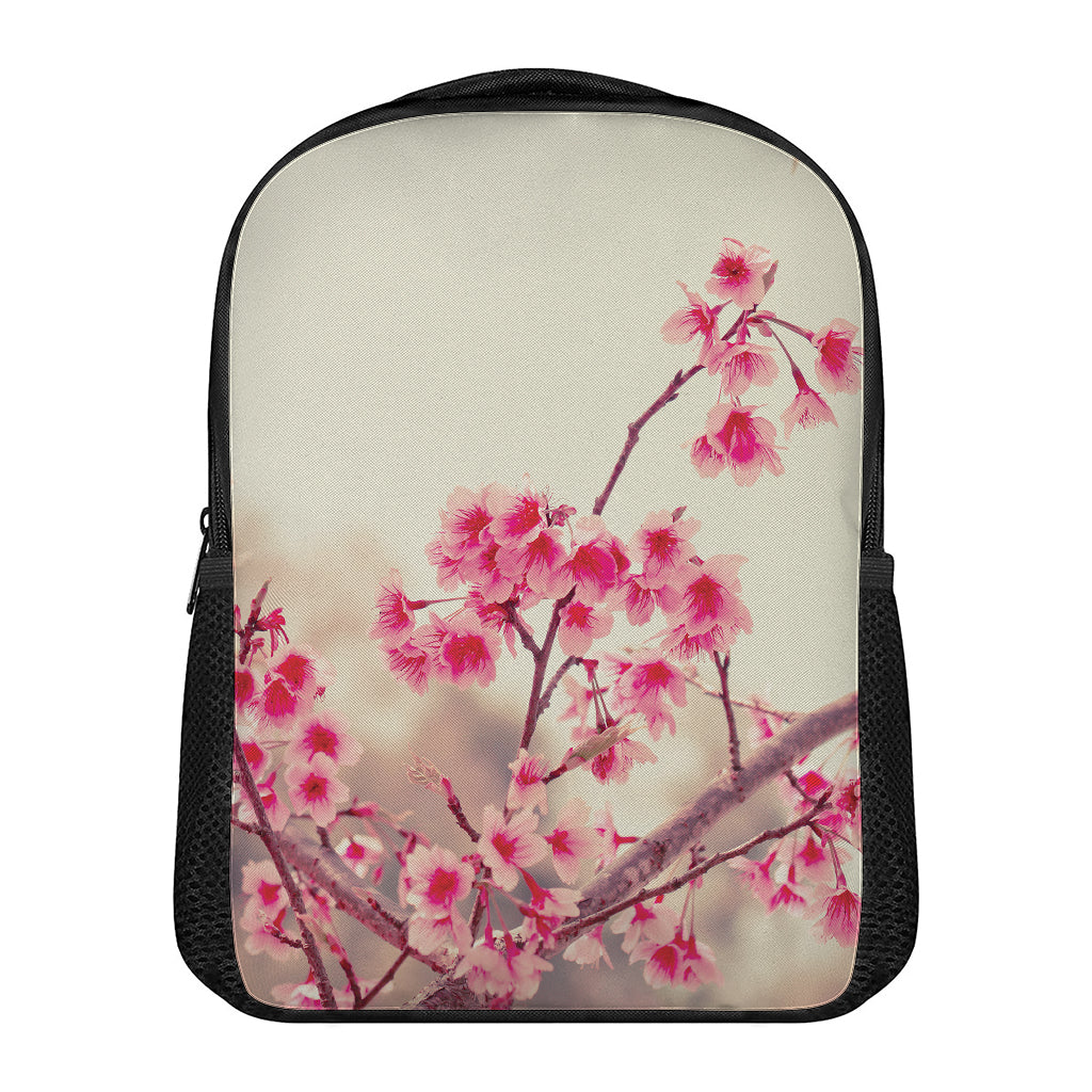 Vintage Cherry Blossom Print Casual Backpack