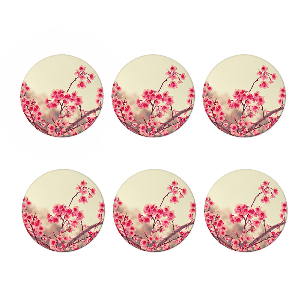 Vintage Cherry Blossom Print Coaster Set