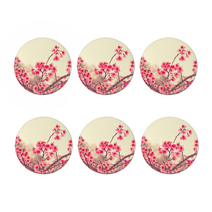 Vintage Cherry Blossom Print Coaster Set