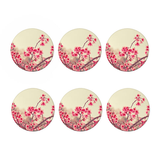 Vintage Cherry Blossom Print Coaster Set