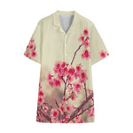 Vintage Cherry Blossom Print Cotton Hawaiian Shirt