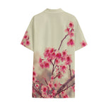 Vintage Cherry Blossom Print Cotton Hawaiian Shirt