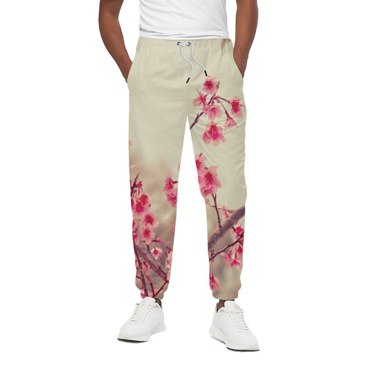 Vintage Cherry Blossom Print Cotton Pants