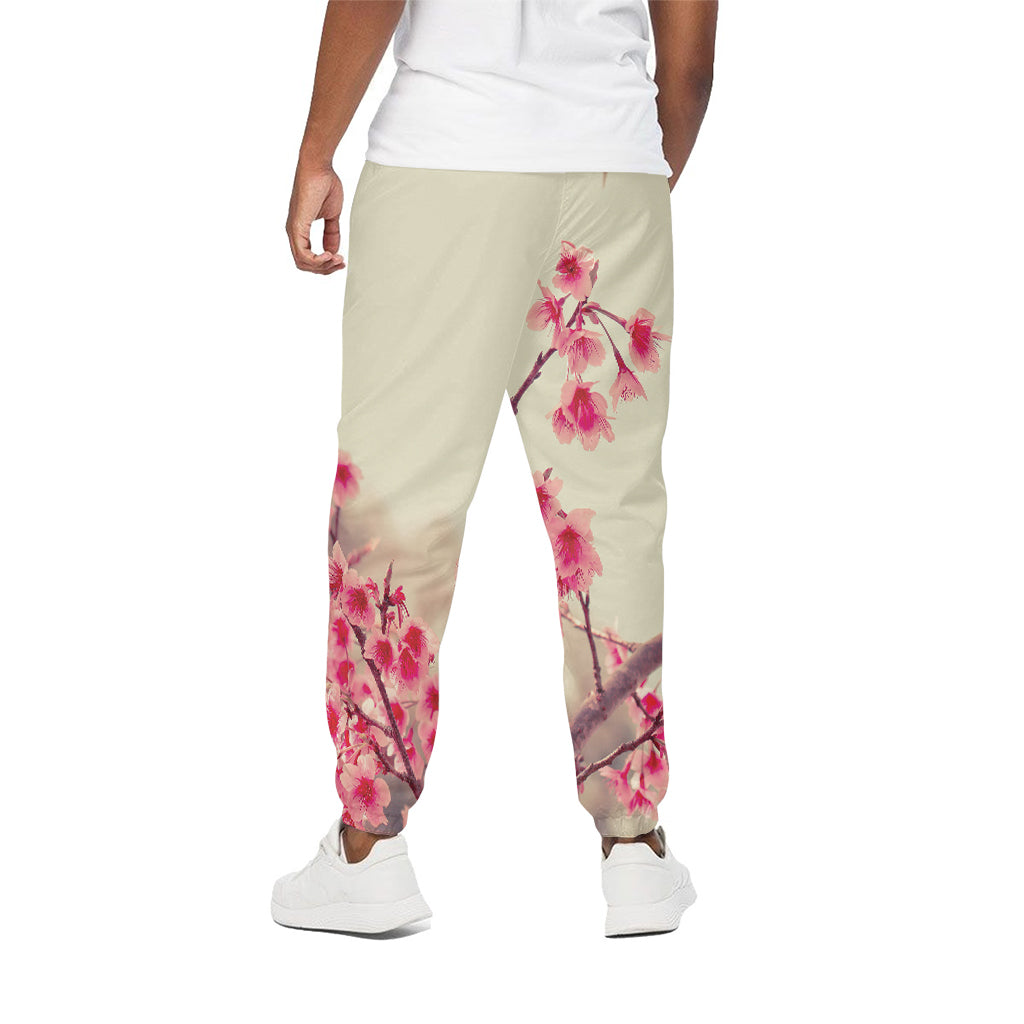 Vintage Cherry Blossom Print Cotton Pants