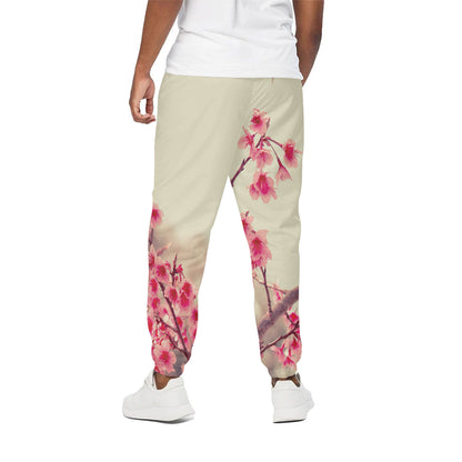Vintage Cherry Blossom Print Cotton Pants
