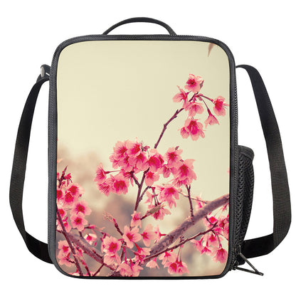Vintage Cherry Blossom Print Crossbody Lunch Bag