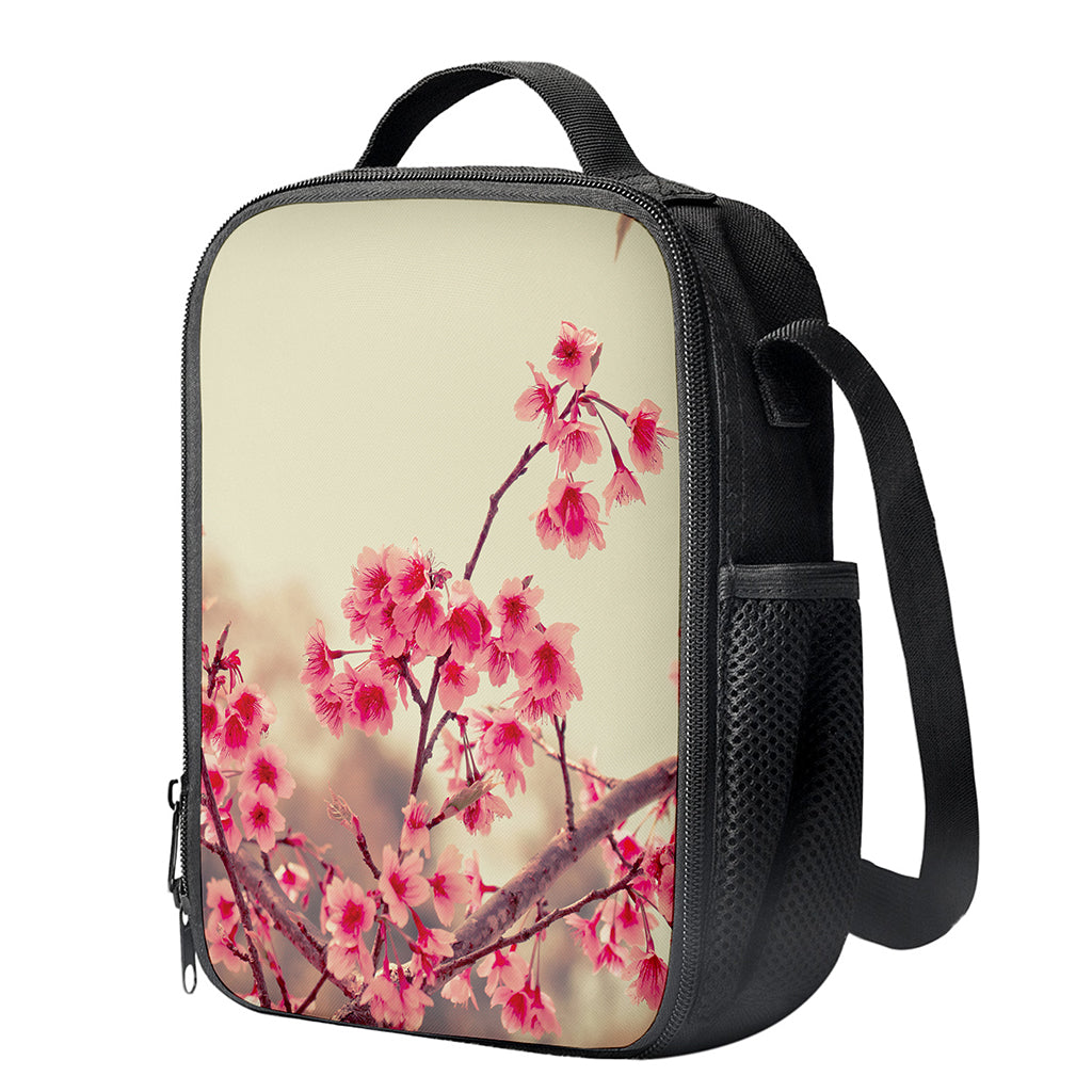 Vintage Cherry Blossom Print Crossbody Lunch Bag