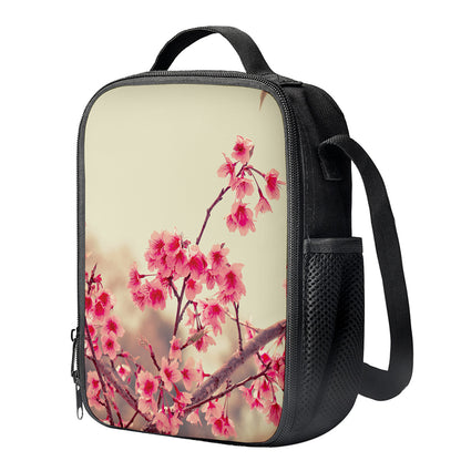 Vintage Cherry Blossom Print Crossbody Lunch Bag