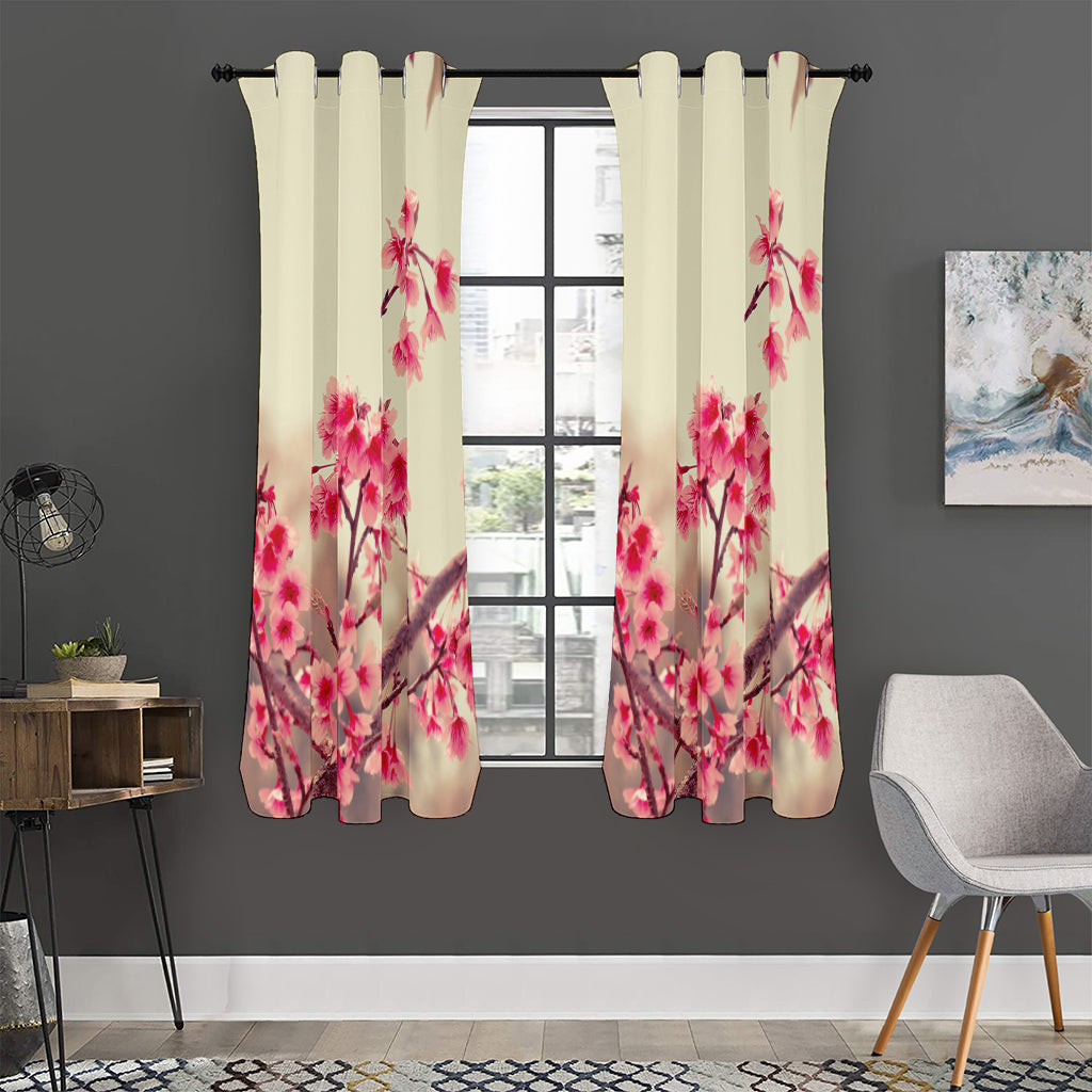 Vintage Cherry Blossom Print Curtain