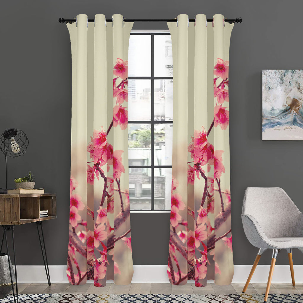 Vintage Cherry Blossom Print Curtain