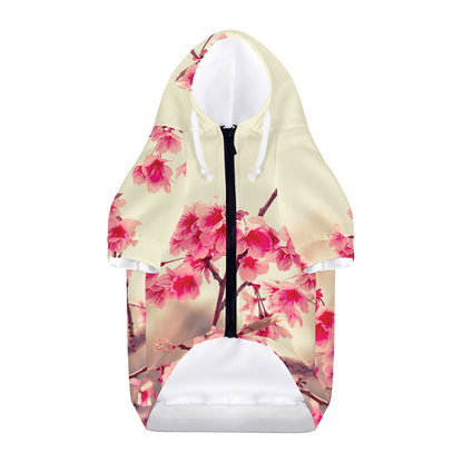 Vintage Cherry Blossom Print Dog Zip Up Hoodie