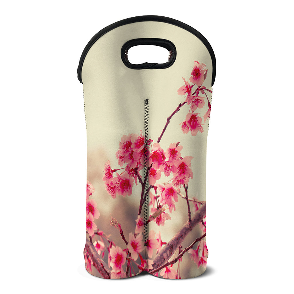 Vintage Cherry Blossom Print Double Neoprene Wine Tote