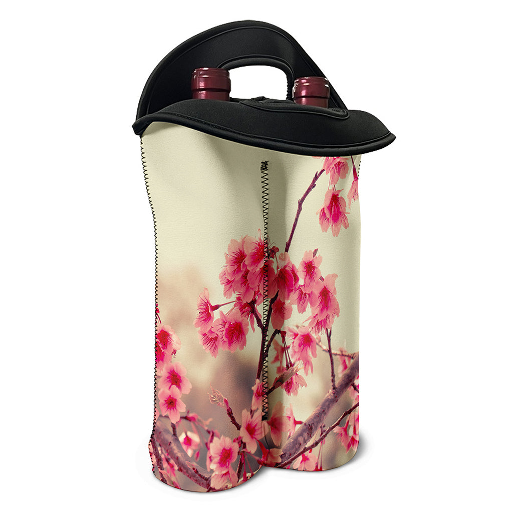 Vintage Cherry Blossom Print Double Neoprene Wine Tote