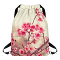 Vintage Cherry Blossom Print Drawstring Backpack