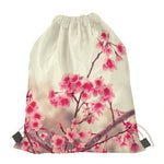 Vintage Cherry Blossom Print Drawstring Bag