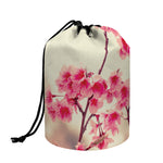 Vintage Cherry Blossom Print Drawstring Makeup Bag
