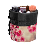 Vintage Cherry Blossom Print Drawstring Makeup Bag