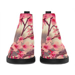 Vintage Cherry Blossom Print Flat Ankle Boots