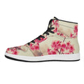 Vintage Cherry Blossom Print High Top Leather Sneakers