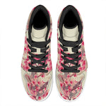 Vintage Cherry Blossom Print High Top Leather Sneakers