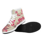 Vintage Cherry Blossom Print High Top Leather Sneakers