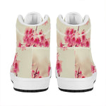 Vintage Cherry Blossom Print High Top Leather Sneakers