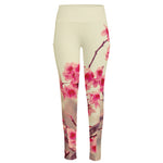 Vintage Cherry Blossom Print High-Waisted Pocket Leggings