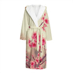 Vintage Cherry Blossom Print Hooded Bathrobe