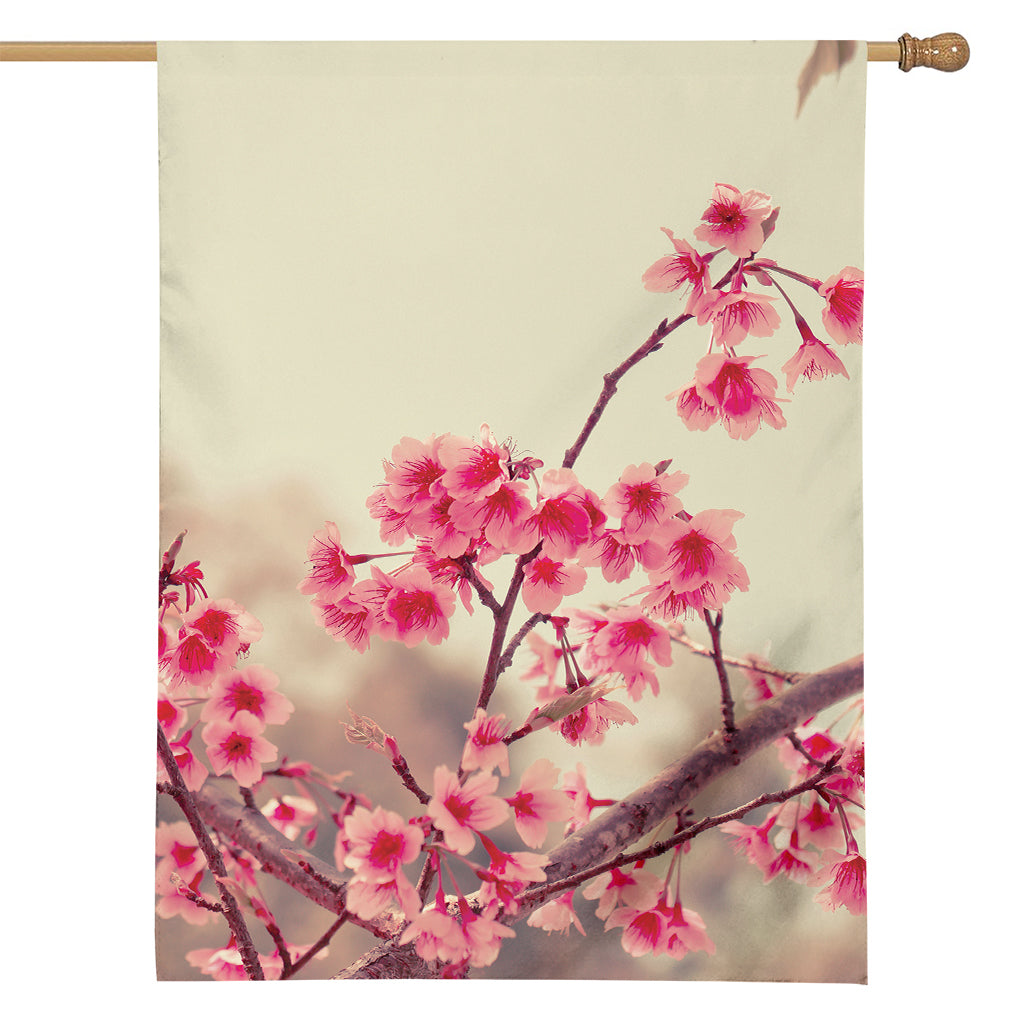 Vintage Cherry Blossom Print House Flag