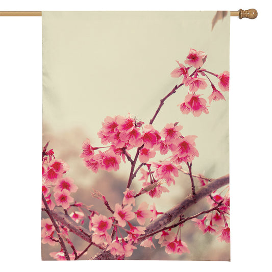 Vintage Cherry Blossom Print House Flag