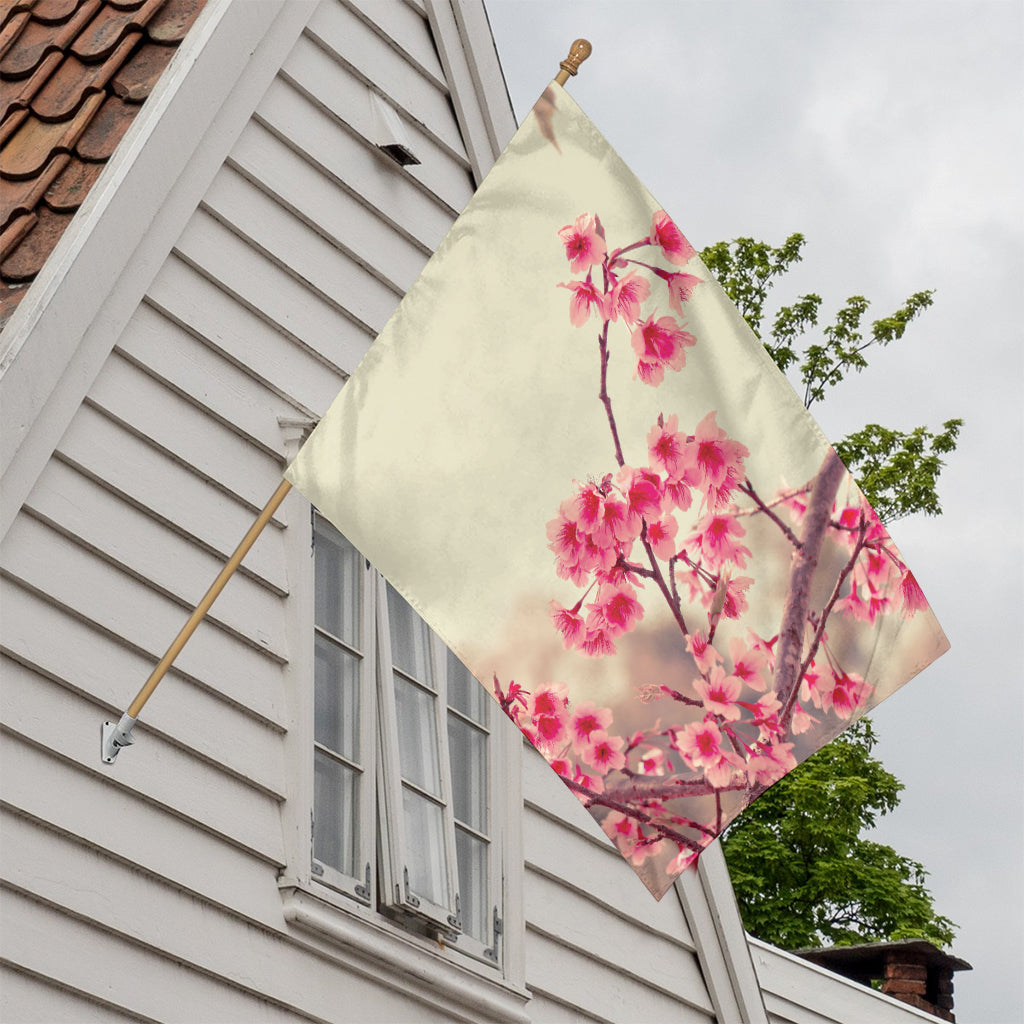 Vintage Cherry Blossom Print House Flag