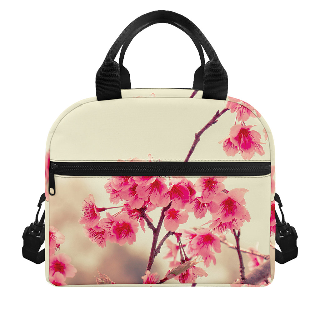 Vintage Cherry Blossom Print Insulated Lunch Bag