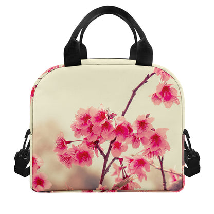 Vintage Cherry Blossom Print Insulated Lunch Bag