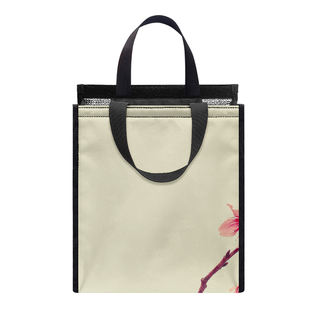 Vintage Cherry Blossom Print Insulated Lunch Tote