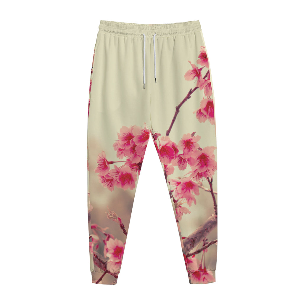 Vintage Cherry Blossom Print Jogger Pants