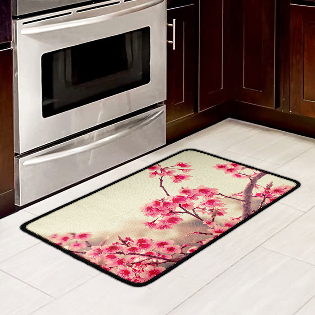 Vintage Cherry Blossom Print Kitchen Mat