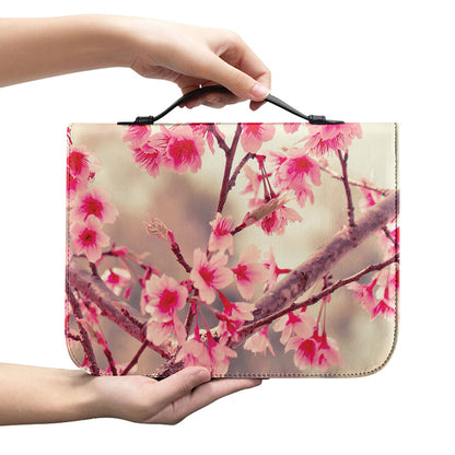 Vintage Cherry Blossom Print Leather Bible Cover