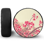 Vintage Cherry Blossom Print Leather Spare Tire Cover