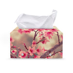 Vintage Cherry Blossom Print Leather Tissue Box Cover