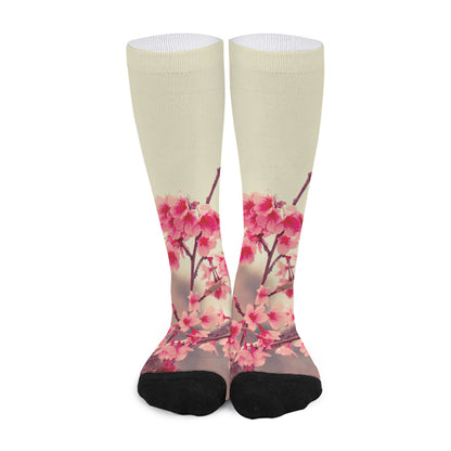 Vintage Cherry Blossom Print Long Socks