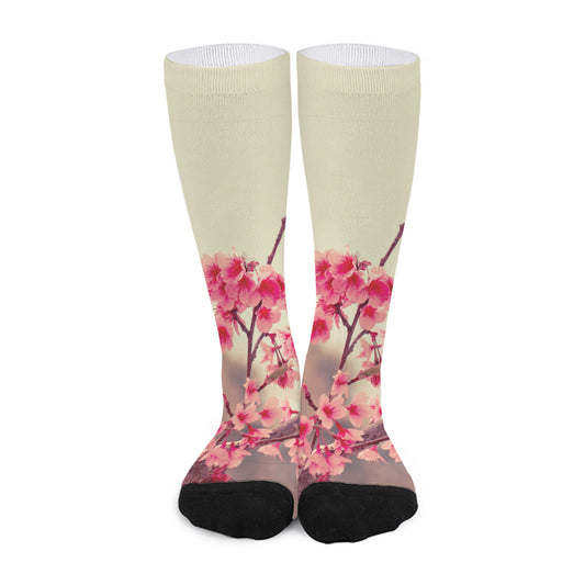 Vintage Cherry Blossom Print Long Socks